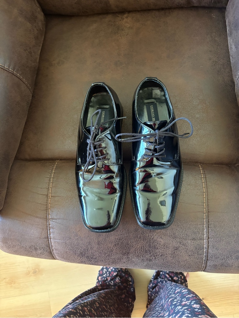Giorgio Brutini Black Patent Leather Lace-Up Oxfords